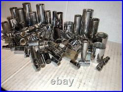 100 Piece Lot of Metric + SAE Sockets 6 & 12 Point 1/4 3/8 1/2 Drive (MH146)