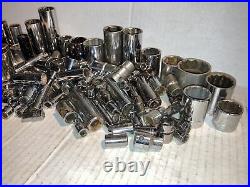 100 Piece Lot of Metric + SAE Sockets 6 & 12 Point 1/4 3/8 1/2 Drive (MH146)