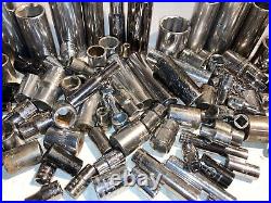 100 Piece Lot of Metric + SAE Sockets 6 & 12 Point 1/4 3/8 1/2 Drive (MH147)