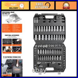 106-Pc Socket Set with Ratchet, 1/4 & 3/8 Drive, SAE & Metric, Deep/Standard S