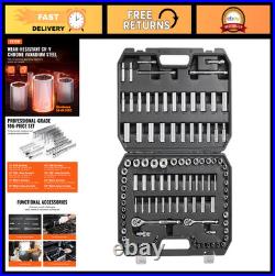 106-Pc Socket and Ratchet Set, 1/4 & 3/8 Drive, SAE & Metric, Deep/Standard So