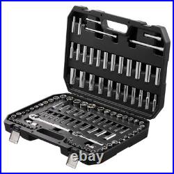 106-Pc Socket and Ratchet Set, 1/4 & 3/8 Drive, SAE & Metric, Deep/Standard So