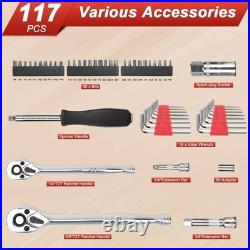 117-Piece Socket Ratchet Wrench Set with Storage Case Free USA Shipping