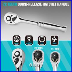 121-Piece Mechanics Tool Kits, Include Sae/Metric Sockets Set, 72-Tooth Drive R