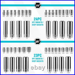 121-Piece Mechanics Tool Kits, Include Sae/Metric Sockets Set, 72-Tooth Drive R
