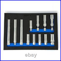 12 Pc 3/8 Drive Magnetic Spark Plug Socket Set SAE Metric Swivel Deep
