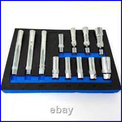 12 Pc 3/8 Drive Magnetic Spark Plug Socket Set SAE Metric Swivel Deep