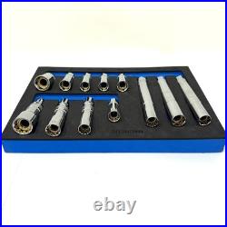 12 Pc 3/8 Drive Magnetic Spark Plug Socket Set SAE Metric Swivel Deep
