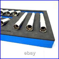 12 Pc 3/8 Drive Magnetic Spark Plug Socket Set SAE Metric Swivel Deep