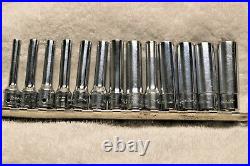 13 Snap On Tools Deep Sockets SAE & Metric 6 Point 1/4 drive