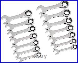 14 Pc. 12 Point Stubby Ratcheting Sae/Metric Combination Wrench Set 85206