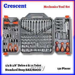 150P Mechanics Tool Set w Case 1/4 & 3/8 Drive 6 Point Standard Deep SAE/Metric