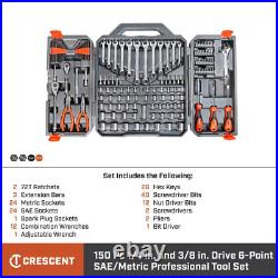 150P Mechanics Tool Set w Case 1/4 & 3/8 Drive 6 Point Standard Deep SAE/Metric