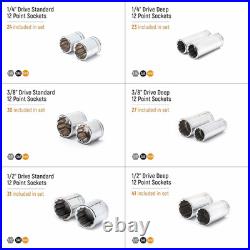 176-Piece Socket Set with 1/4, 3/8, 1/2 Drive SAE/Metric Tools