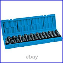 18-Pc. 1/2 in. Drive SAE/Metric Standard Hex Driver Set GRY-1598HC Brand New