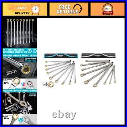 18-Piece Extra Long Anti-Slip Ratcheting Wrench Set, Metric & SAE, CR-V Steel, P