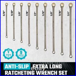 18-Piece Extra Long Anti-Slip Ratcheting Wrench Set, Metric & SAE, CR-V Steel, P