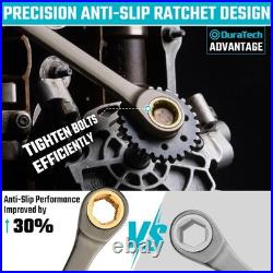 18-Piece Extra Long Anti-Slip Ratcheting Wrench Set, Metric & SAE, CR-V Steel, P