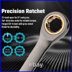 18-Piece Extra Long Anti-Slip Ratcheting Wrench Set, Metric & SAE, CR-V Steel, P