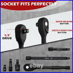 1/2 Drive Impact Socket Set 66-Piece, Standard SAE (3/8-1-1/4) and Metric 8