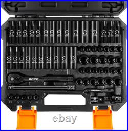 1/4 Drive Impact Socket Set, 60-Piece Standard SAE (5/32-9/16) & Metric 4-15