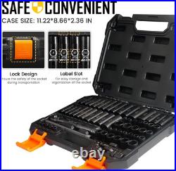 1/4 Drive Impact Socket Set, 60-Piece Standard SAE (5/32-9/16) & Metric 4-15
