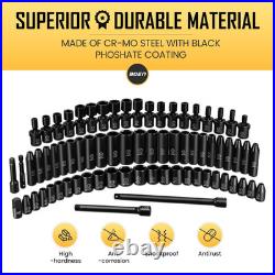 1/4 Drive Impact Socket Set, 72-Piece Standard SAE (3/16-9/16 Inch) and Metric