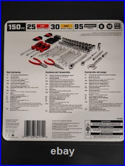 1/4 In. And 3/8 In. Drive 6-Point Standard SAE/Metric Mechanics Tool Set 150pcs