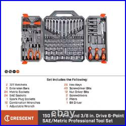1/4 In. And 3/8 In. Drive 6-Point Standard Sae/Metric Mechanics Tool Set with Ca