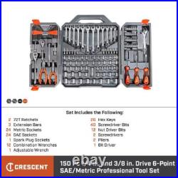 1/4 in and 3/8 in Drive 6-Point Standard SAE/Metric Mechanics Tool Set with Case 1/4 in and 3/8 in Drive 6-Point Standard SAE/Metric Mechanics Tool Set with Case