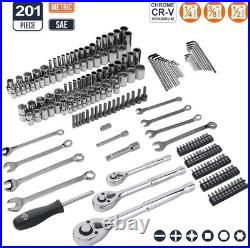 201-Piece Mechanics Socket Tool Set SAE Metric with Case for Automotive Repair