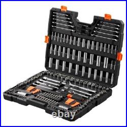 205 Pcs Mechanics Tool Set SAE & Metric Sockets, Deep & Standard, Chrome Steel