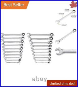 20 Piece Ratcheting Combination Wrench Set Alloy Steel Polished SAE/Metric