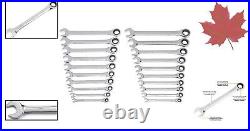 20 Piece Ratcheting Combination Wrench Set Alloy Steel Polished SAE/Metric