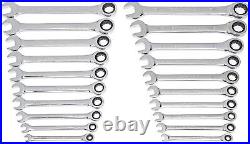 20 Piece Ratcheting Combination Wrench Set Alloy Steel Polished SAE/Metric