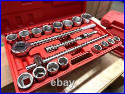 21pcs 3/4 Drive SAE Socket Wrench Tool Set 6 Point withRatchet Flex Extension Bar