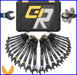 23 PCS Flex Head Ratcheting Wrench Set Metric and Standard & SAE with Color Ring
