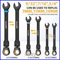 23 PCS Flex Head Ratcheting Wrench Set Metric and Standard & SAE with Color Ring