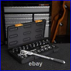 23-Piece 3/8 Drive Pass-ThruT Mechanics Tool Set SAE/Metric Standard Tools