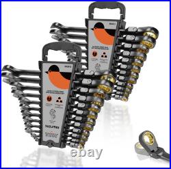 24-Piece Metric and SAE Flex Head Ratcheting Wrench Set 72 Teeth Cr-V Steel Ratc