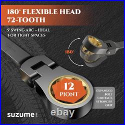 24-Piece Metric and SAE Flex Head Ratcheting Wrench Set 72 Teeth Cr-V Steel Ratc