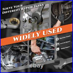 24-Piece Metric and SAE Flex Head Ratcheting Wrench Set 72 Teeth Cr-V Steel Ratc