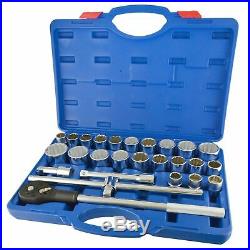 26pc 3/4 Dr Socket Set Metric Imperial AF SAE Ratchet Wrench 12 Point TE806
