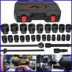 27PCS 3/4 Drive Impact Socket Set Standard SAE (7/8-2) Metric (22-50 mm) Size