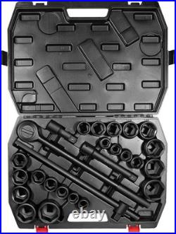 27PCS 3/4 Drive Impact Socket Set Standard SAE (7/8-2) Metric (22-50 mm) Size