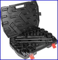 27PCS 3/4 Drive Impact Socket Set Standard SAE (7/8-2) Metric (22-50 mm) Size