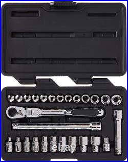 27 Pc. 1/4 Drive 6-Point Pass-Thru Mechanics Tool Set, Standard SAE/Metric