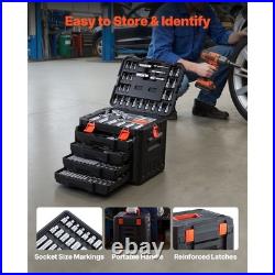 297-Piece Mechanics Tool Set with SAE & Metric 1/4in 3/8in 1/2 in Drive Sockets