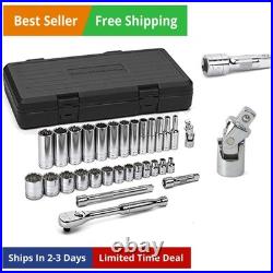 30 Pc. 3/8 Drive 12 Pt. Mechanics Tool Set, Standard & Deep, SAE