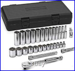 30 Pc. 3/8 Drive 12 Pt. Mechanics Tool Set, Standard & Deep, SAE